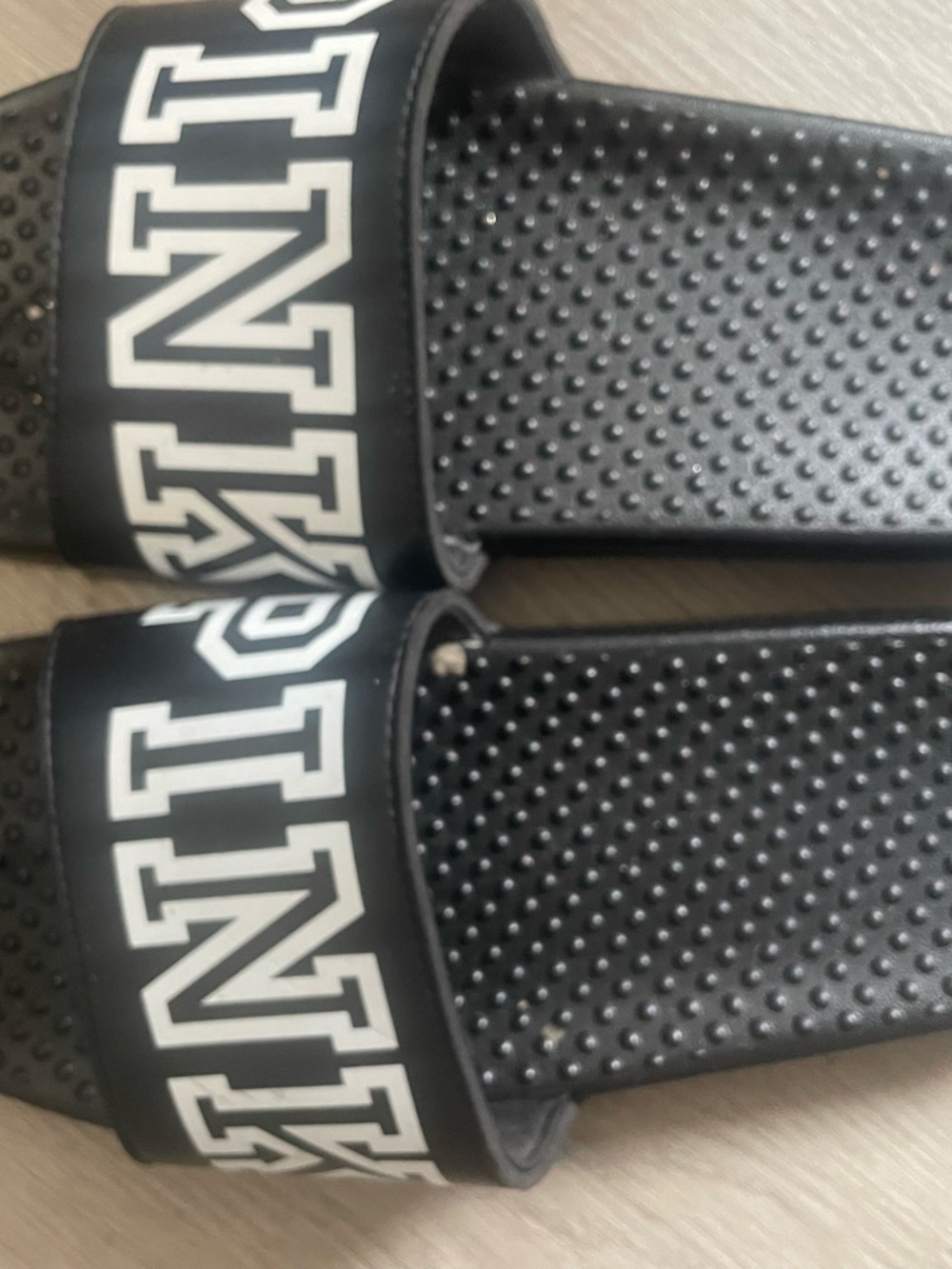 PINK Victoria's Secret Black and White Slide Sandals